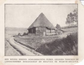 Schilderachtig plaatje van de schaapskooi achter villa landgoed Rhederhof rond 1912 met naam WP.jpg
